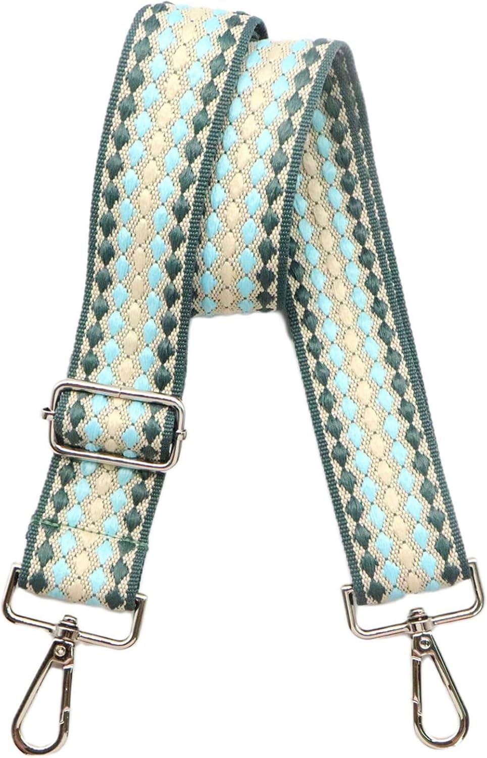 Adjustable Green Purse Strap - 1.5" Wide Handbags, Camera, Guitar, Phone & Crossbody Bag Replacement Shoulder Straps(Silver Hardware)
