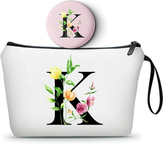 SEAMOON Mom Birthday Thank You Appreciation Gifts for Women Aunt Teacher Coworkers Bride Bridesmaid Monogrammed Travel Makeup Cosmetic Bag with Mirror Valentines Mothers Day Christmas Graduation K