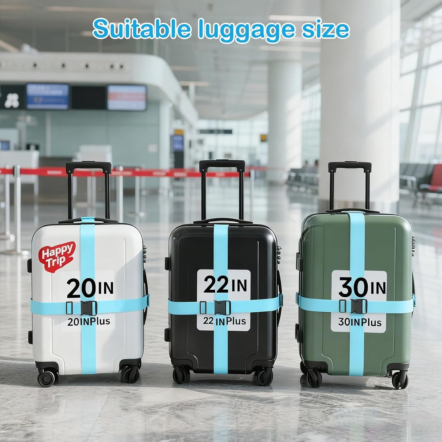 Adjustable Luggage Straps for Suitcases TSA Approved,6 Pack Suitcase Strap Travel Luggage Connector Belt for Bags,Luggage Tags for Suitcases，Luggage Straps to Connect Two Suitcases(Blue)