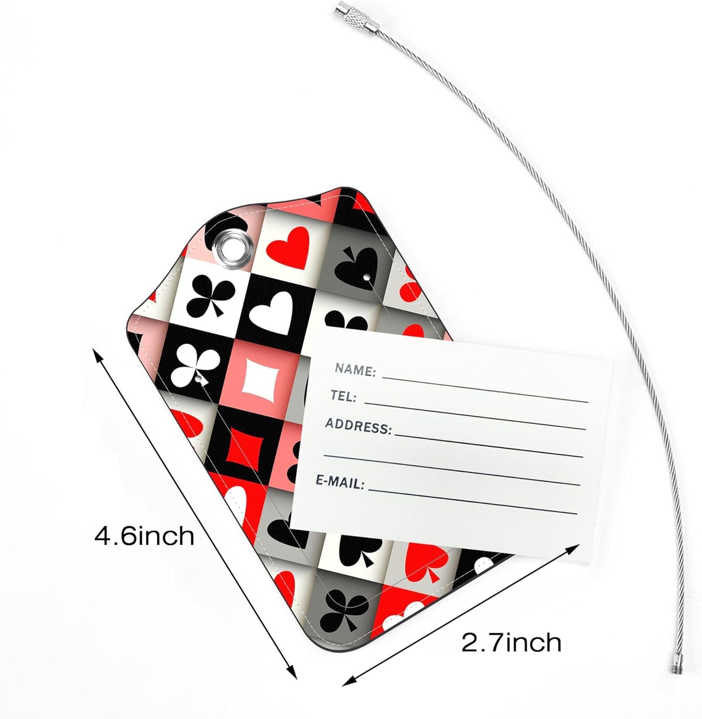 2 Pack Luggage Tags for Suitcase,Card PU Leather Idea Baggage Tag with Name Labels Privacy Cover Metal Ring Men and Women Travel Cruise Labels