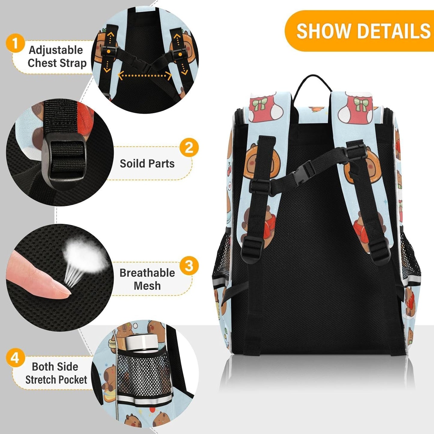 Capybaras Cute Backpack For Girls Kids Backpack Boys Teen School Bag Bookbag Travel Daypacks