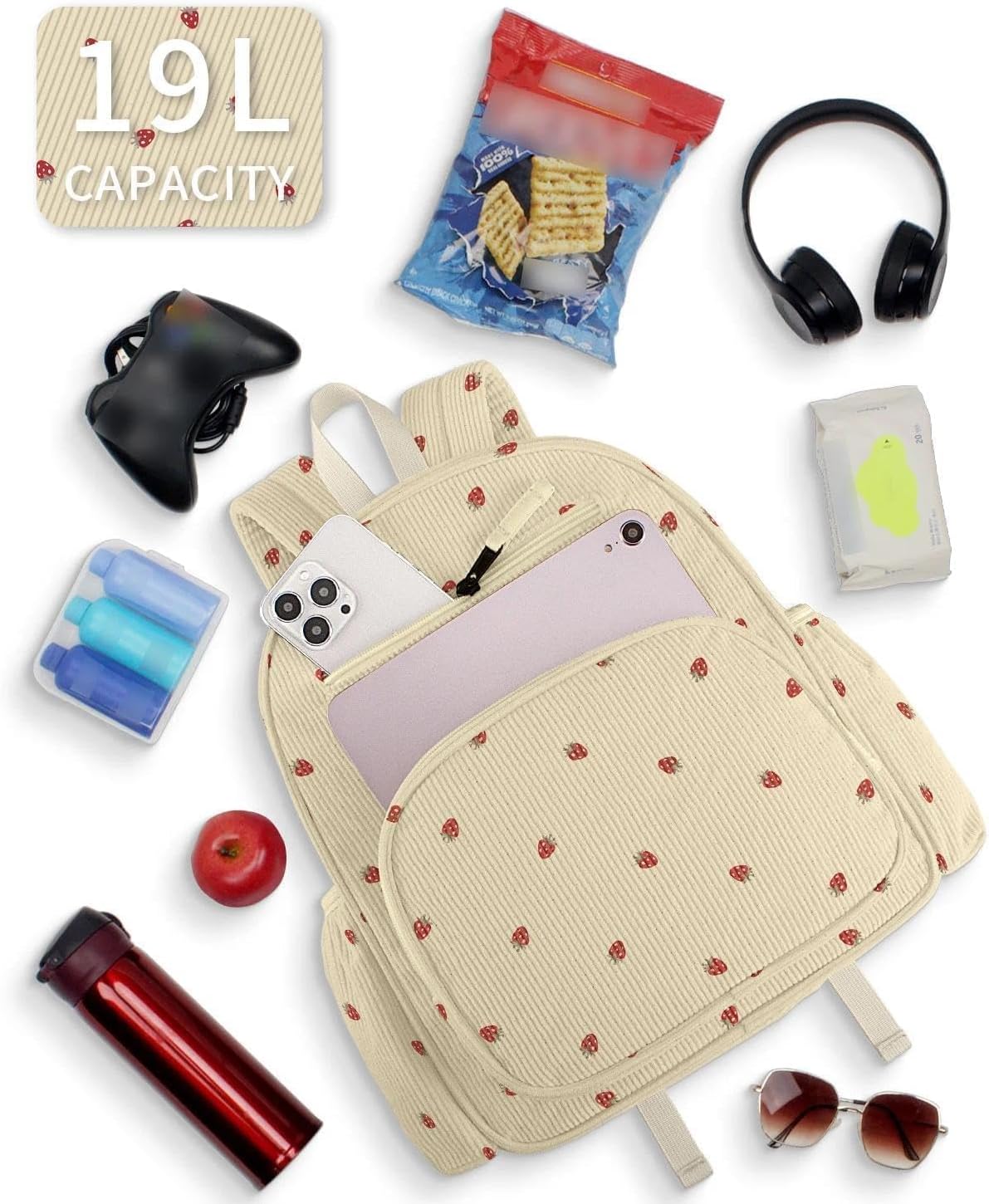 Corduroy Kids Backpack for Girls, Girls Backpack 5-9, Kindergarten Elementary School Bookbag for Girl 15.3" H Fit Folder