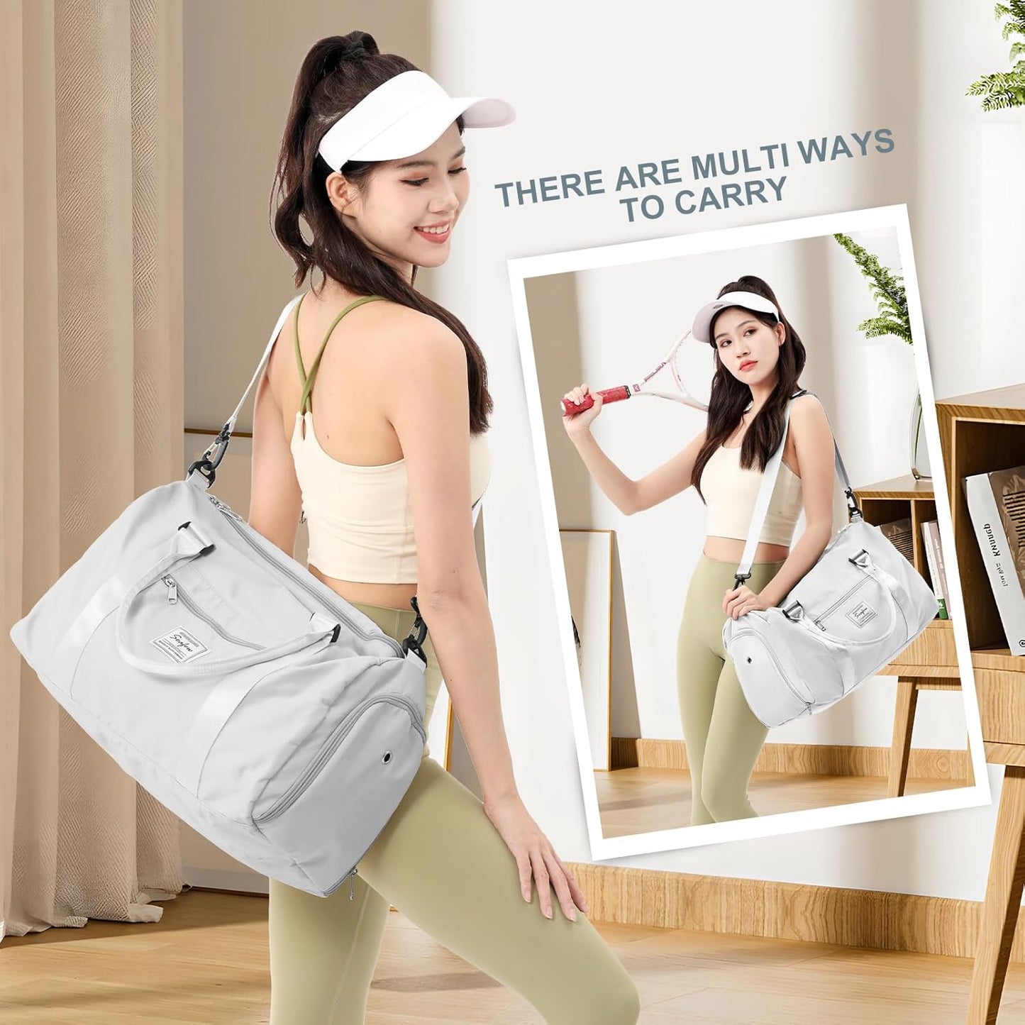 Gym Bag for Women with Shoes Compartment,Small Duffel Bag Sport bag with Toiletry Bag Overnight