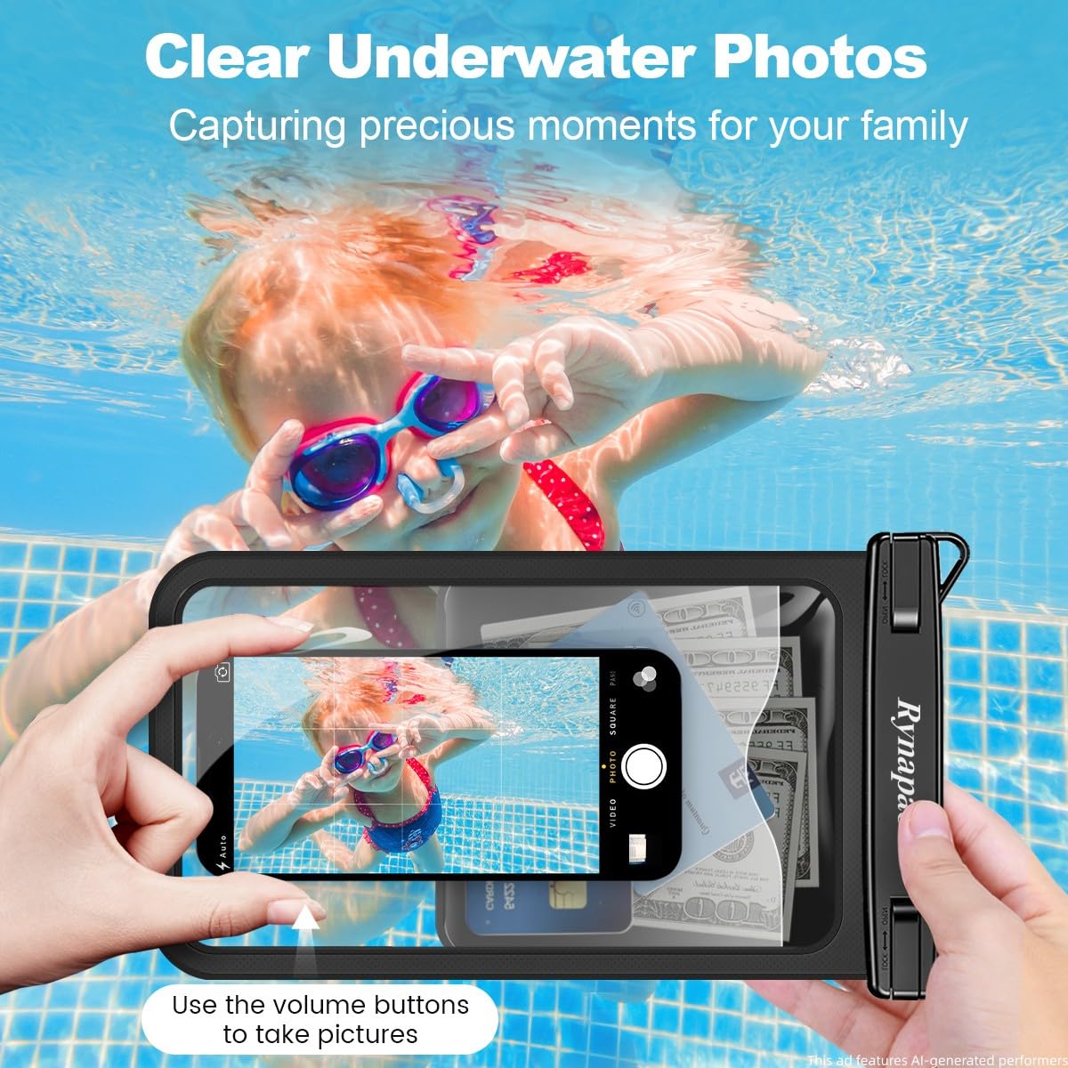 Rynapac Large Waterproof Phone Pouch [Up to 10"] - 2 Pack IPX8 Waterproof Phone Case for iPhone 17