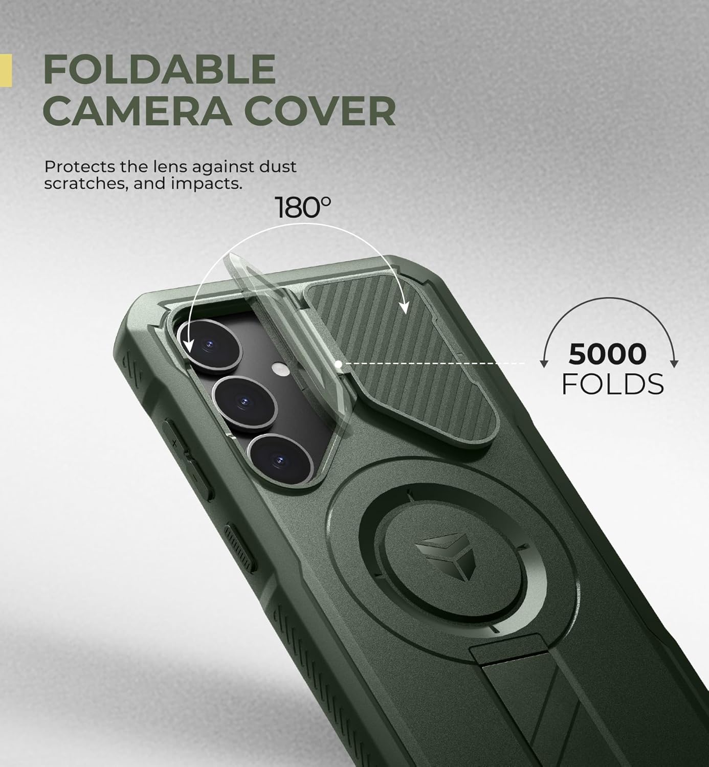 Dexnor for Samsung Galaxy S25 Plus Case with Camera Cover & Adjustable Kickstand & Built-in Screen Protector, Magnetic Rugged Shockproof Bumper Cases Heavy-Duty Protective Cover (2025),Army Green