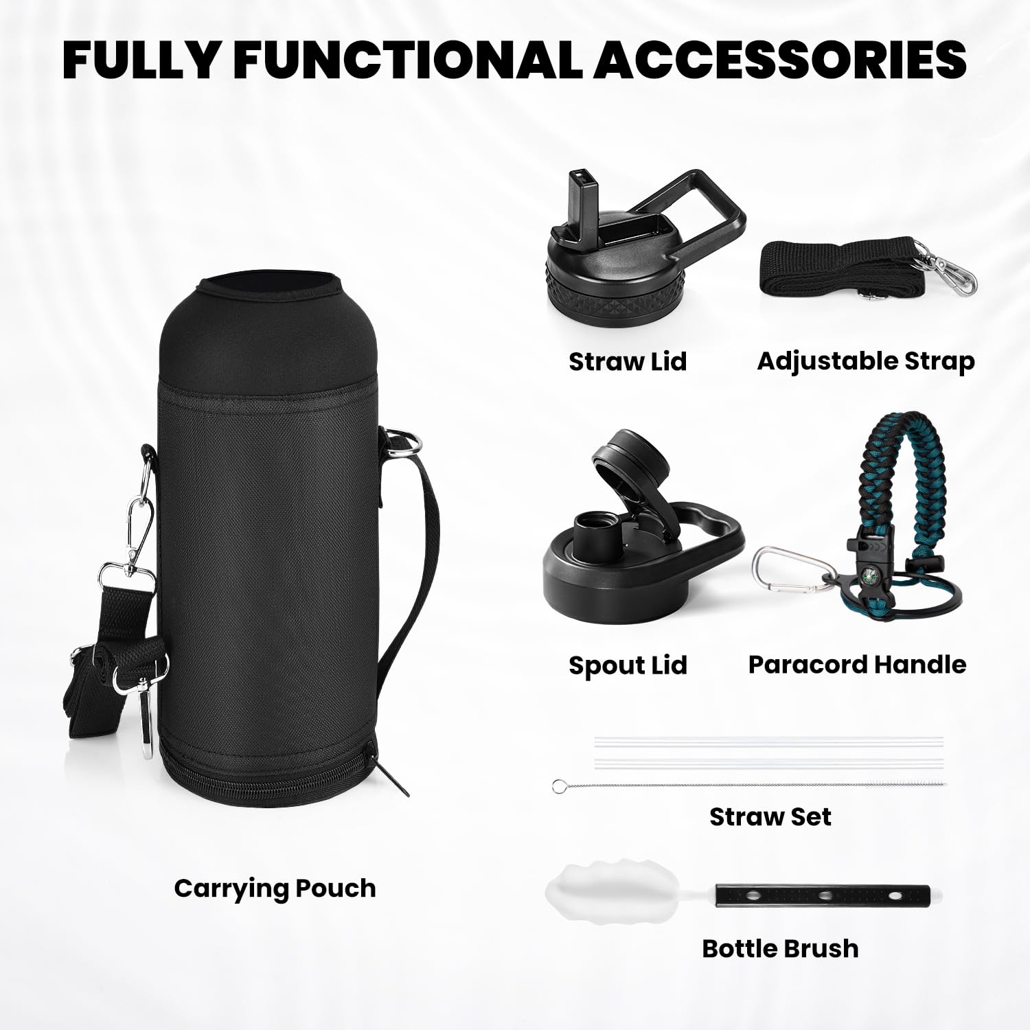RAYMYLO Insulated Water Bottle 40 oz, Triple Wall Vacuum Stainless Steel