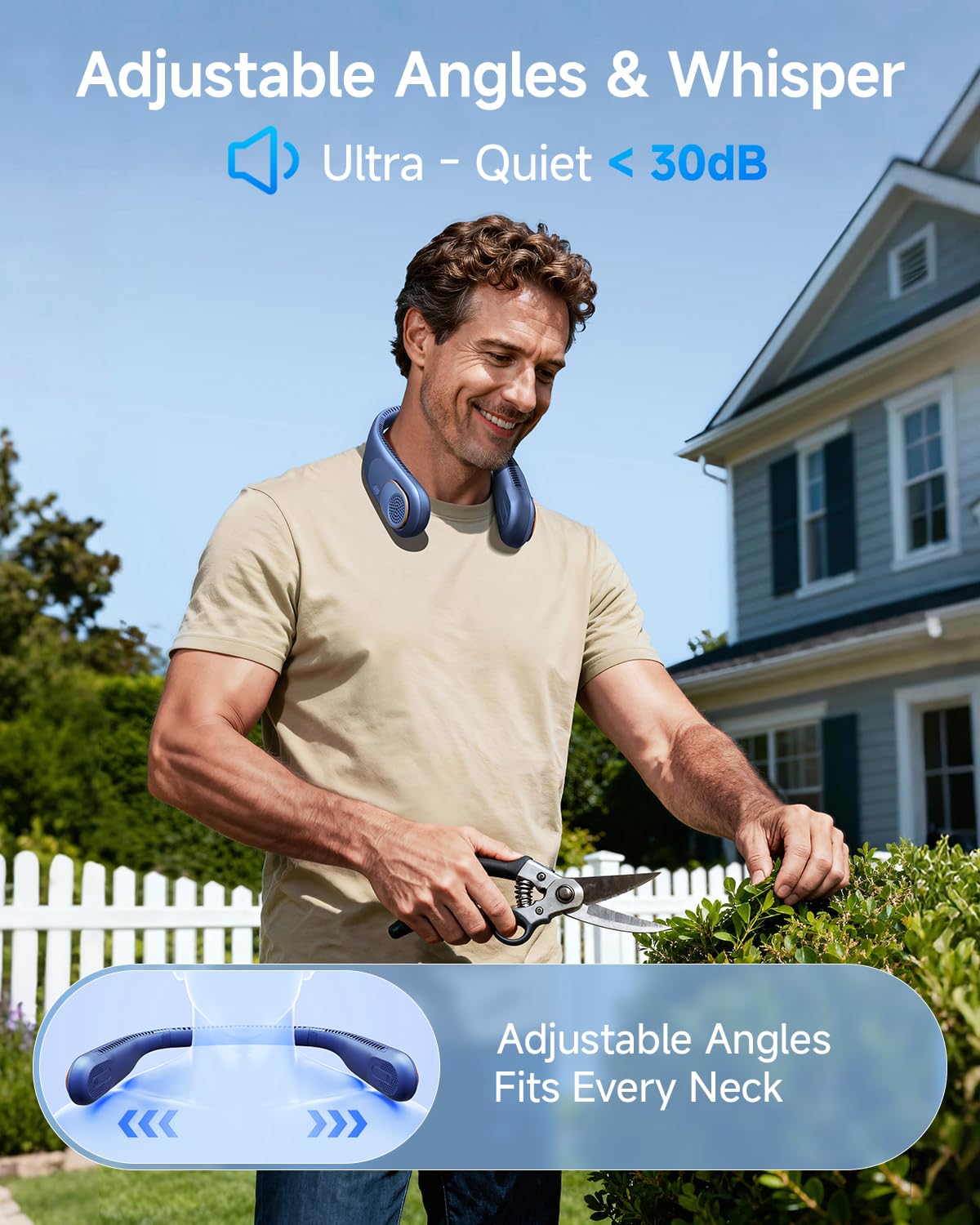 SWEETFULL Portable Neck Fan: 5200mAh Bladeless Personal Fan | 4 Speeds, 20H Max Runtime, No Hair