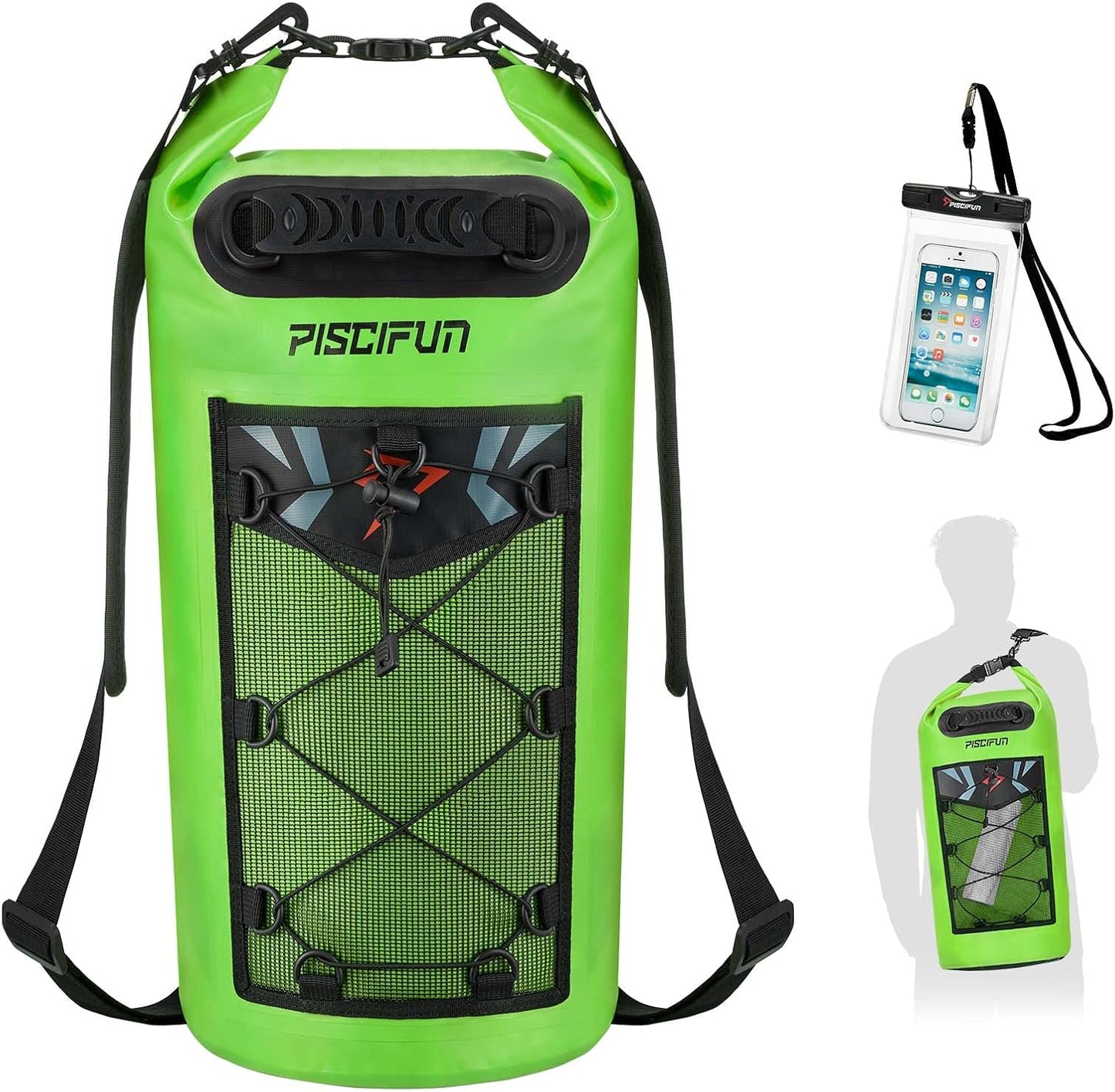 Piscifun Dry Bag, Waterproof Floating Backpack 10L/20L/30L/40L with Waterproof Phone Case for Boating, Kayaking, Fishing