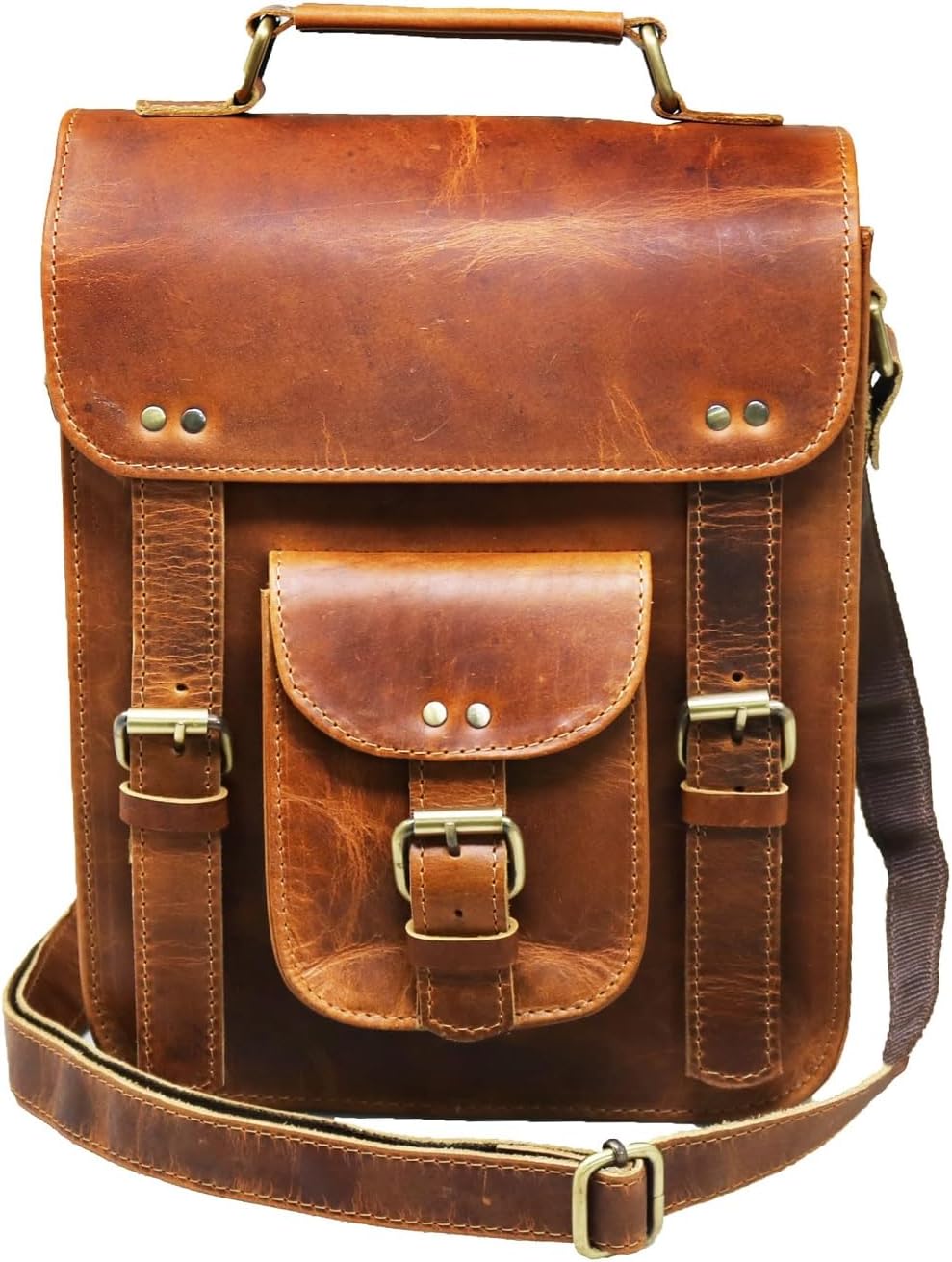 jaald Genuine Leather Messenger Bag Vintage Laptop Crossbody Bag Satchel Man Purse Shoulder Bag for man woman office bag