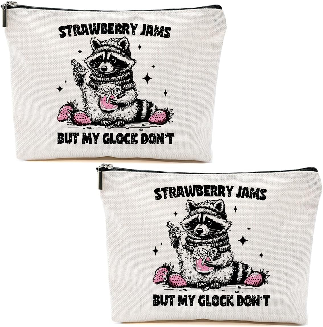2pcs Raccoon Makeup Bag Sarcastic Humor Cosmetic Bag Funny Pun Animal Raccoon Gifts for Women Friends Sisters Bestie Coworkers Mom Christmas Birthday Gifts Travel Toiletry Bags