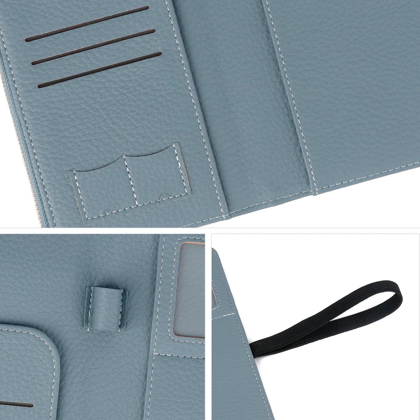 Real Leather Wallet RFID Blocking Passport Holder with Zipper Pocket Travel Organizer Pink (Light blue)