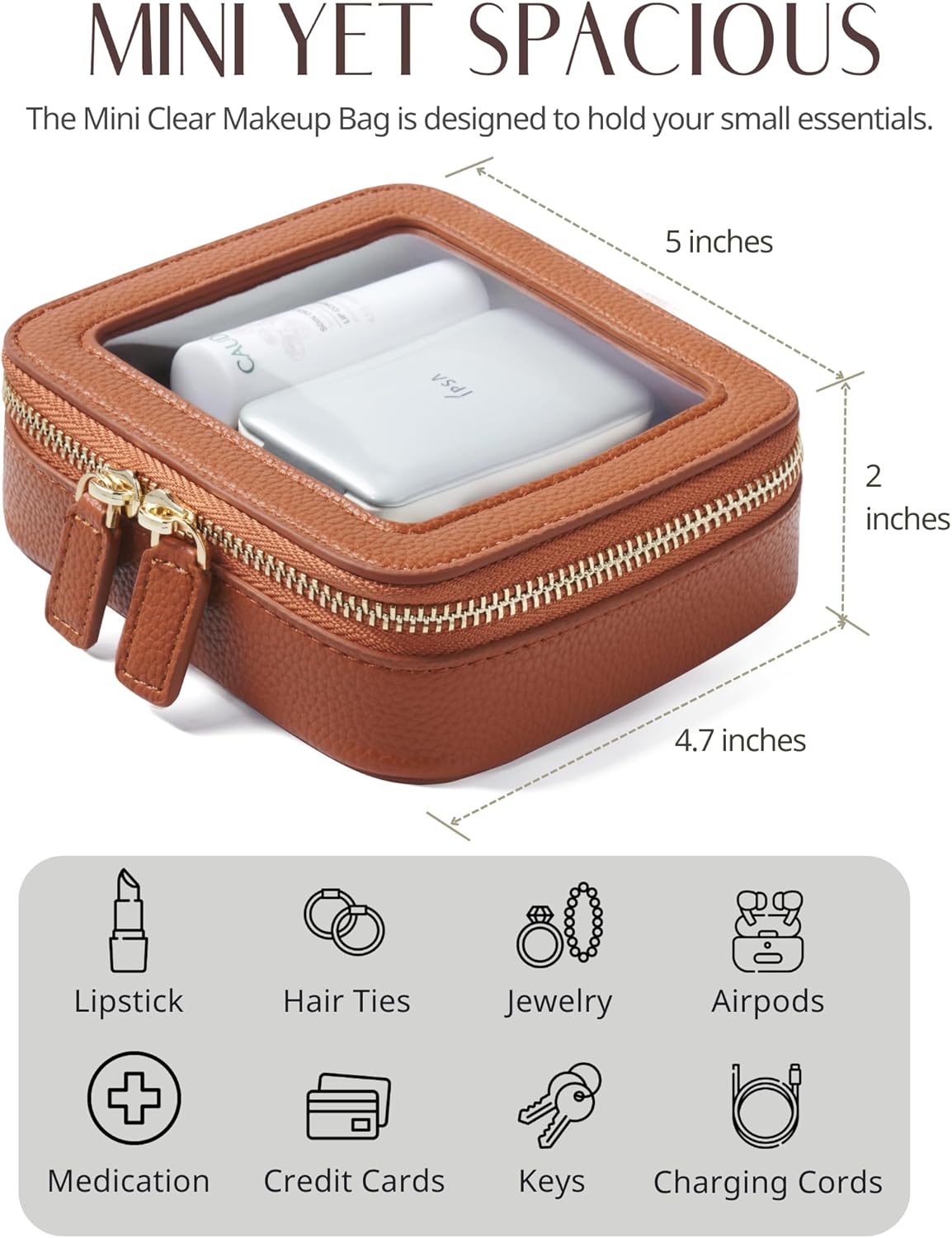 Popvibe Clear Makeup Bag Travel Cosmetic Case Transparent Toiletry Bag with Zipper, Portable Make