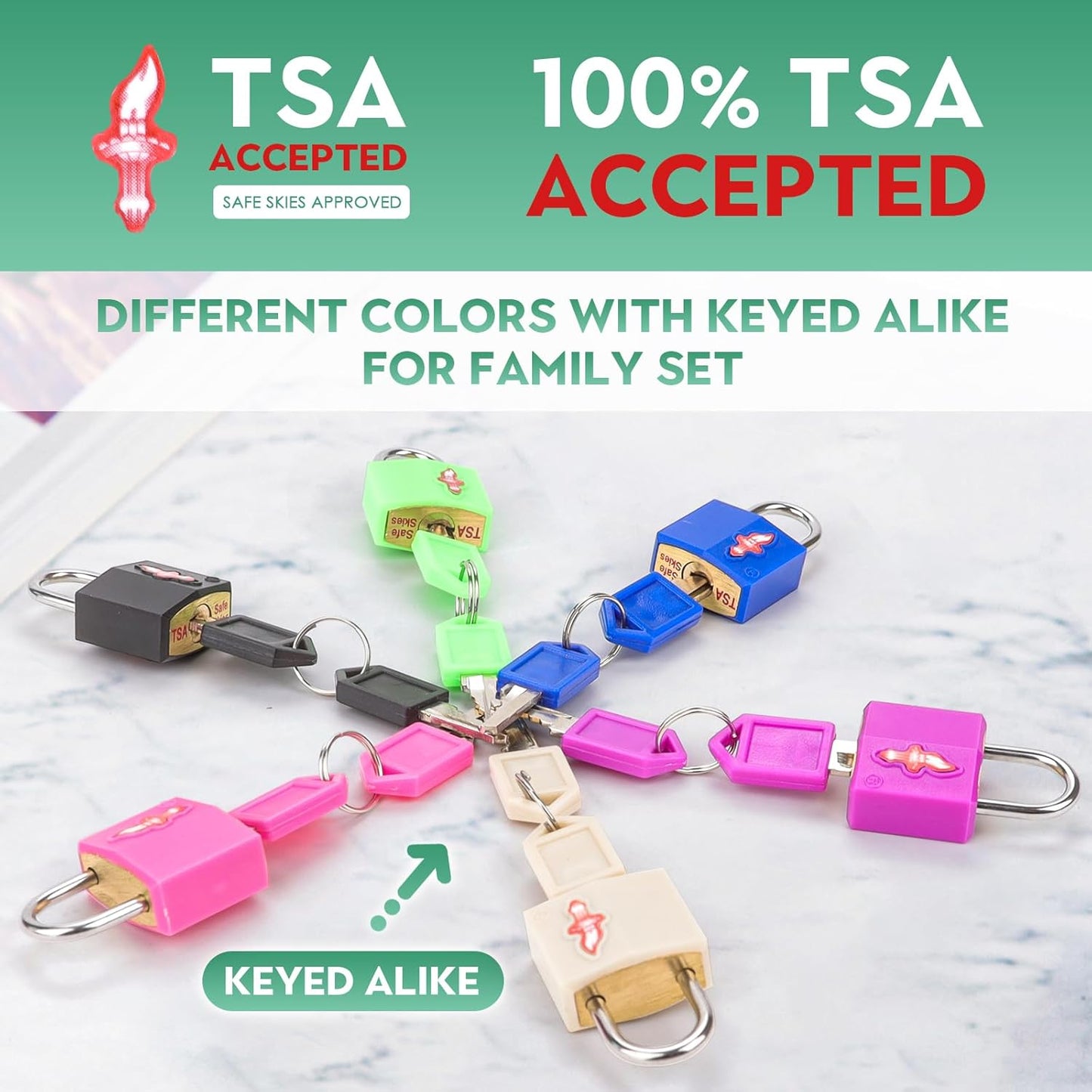 TSA Approved Luggage Lock and 6 Luggage Tags, TSA Gun Lock Also Can Suit for Suitcase, Luggage, Backpack, Laptop Bag, Locke 6 Pack Black