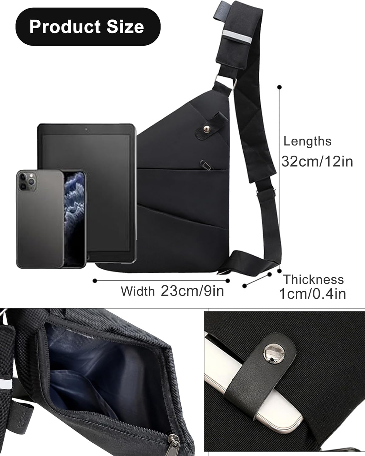 Anti Theft Travel Bag,Slim Sling Bag, Crossbody Purse Bags for Women Men