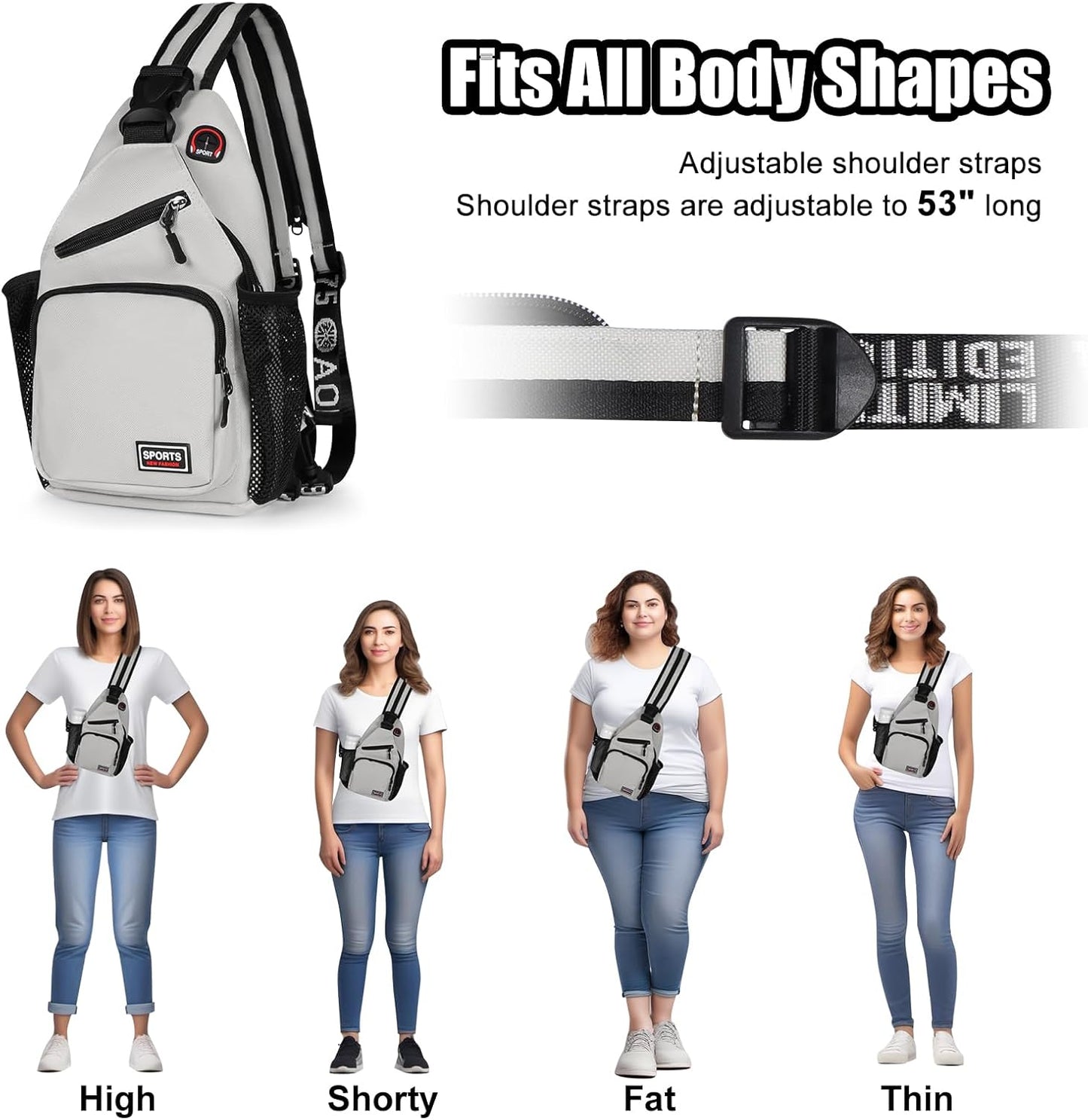 Sling Bag for Women Man Sling Backpack with Convertible Shoulder Strap Casual Backpack Daypack for Travel, Hiking and Daily Commute, (White, Small)