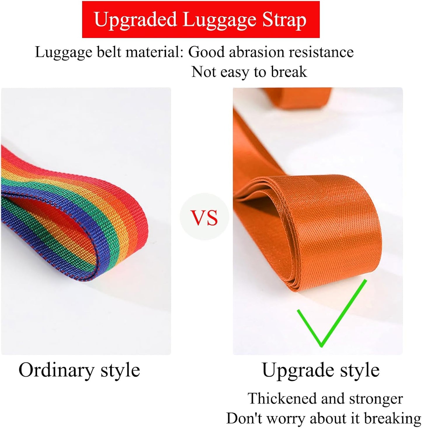 Luggage Straps for Suitcases TSA Approved Heavy Duty Adjustable Travel Belt Cross Suitcase Belts Luggage Tags with Name ID Card Travel Accessories Fit for 20-32 Inch Suitcase (Orange)