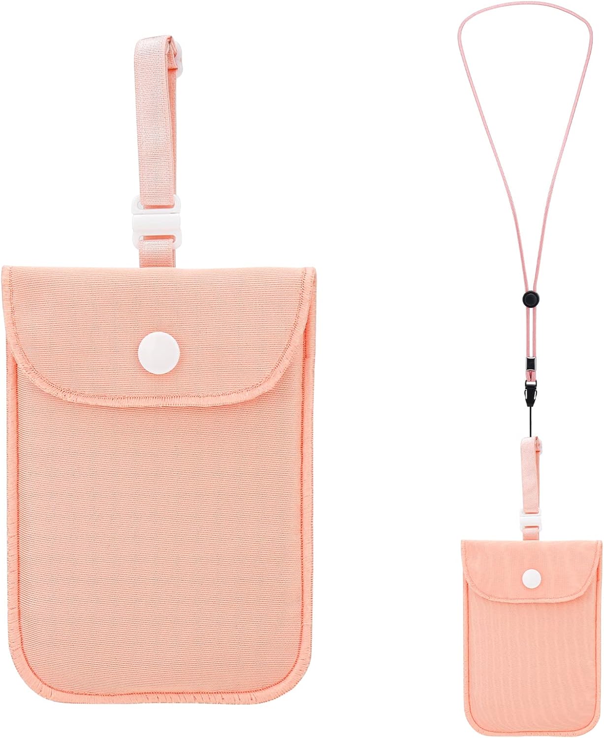 2 Pieces Hidden Bra Wallet, Travel Neck Pouch & Secert Money Pocket for Woman to Keep Valuables Safe for Secure Travel with Adjustable, Elastic Strap (Pink,Fleshcolor)