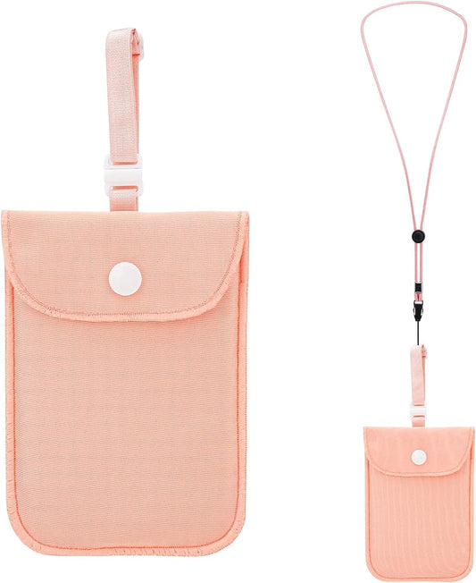 Hidden Bra Wallet, Travel Neck Pouch & Secert Money Pocket for Woman to Keep Valuables Safe for Secure Travel with Adjustable, Elastic Strap (Pink)