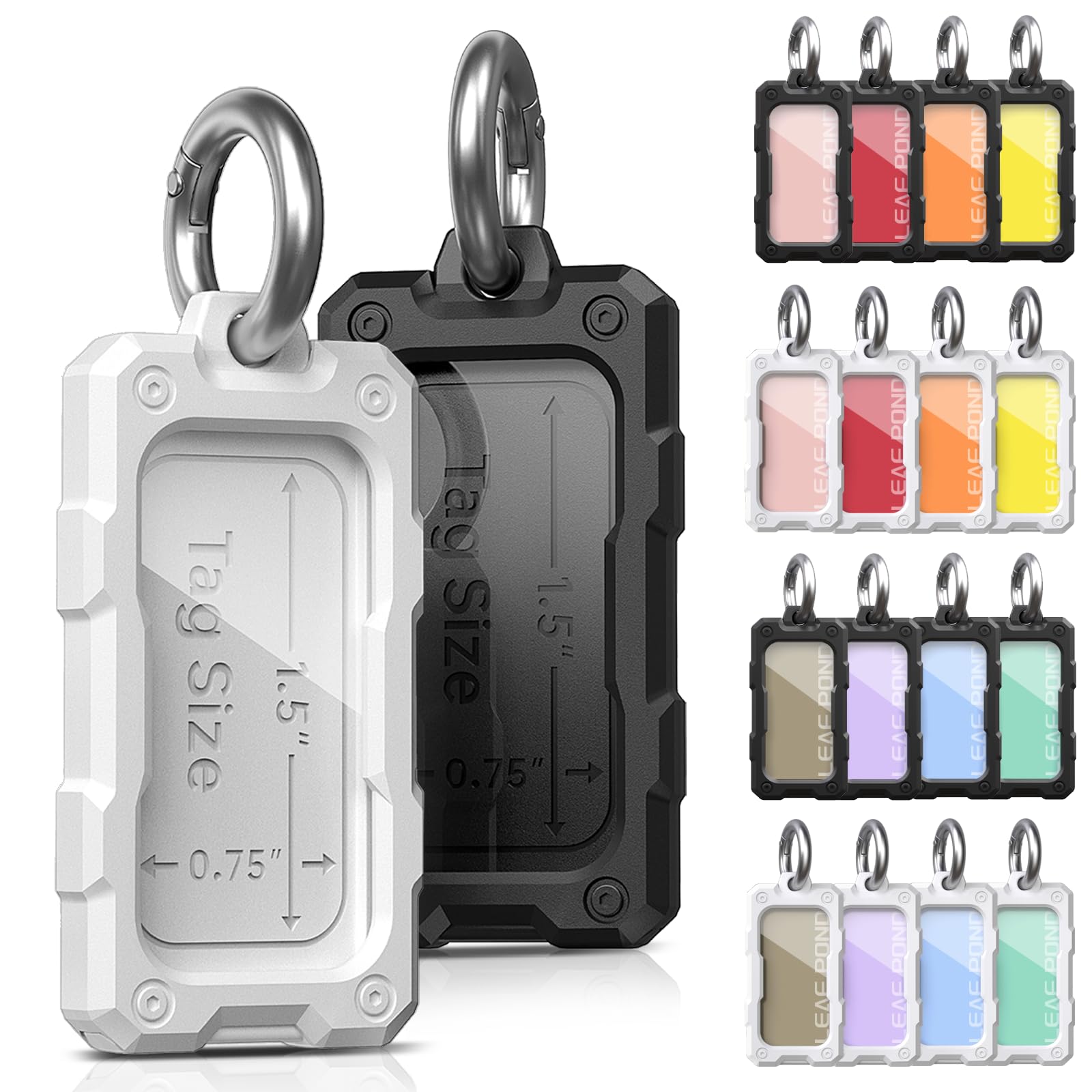 Leaf Pond 16 Pcs Solid Plastic Key Tags with O Rings, Custom ID Name Label