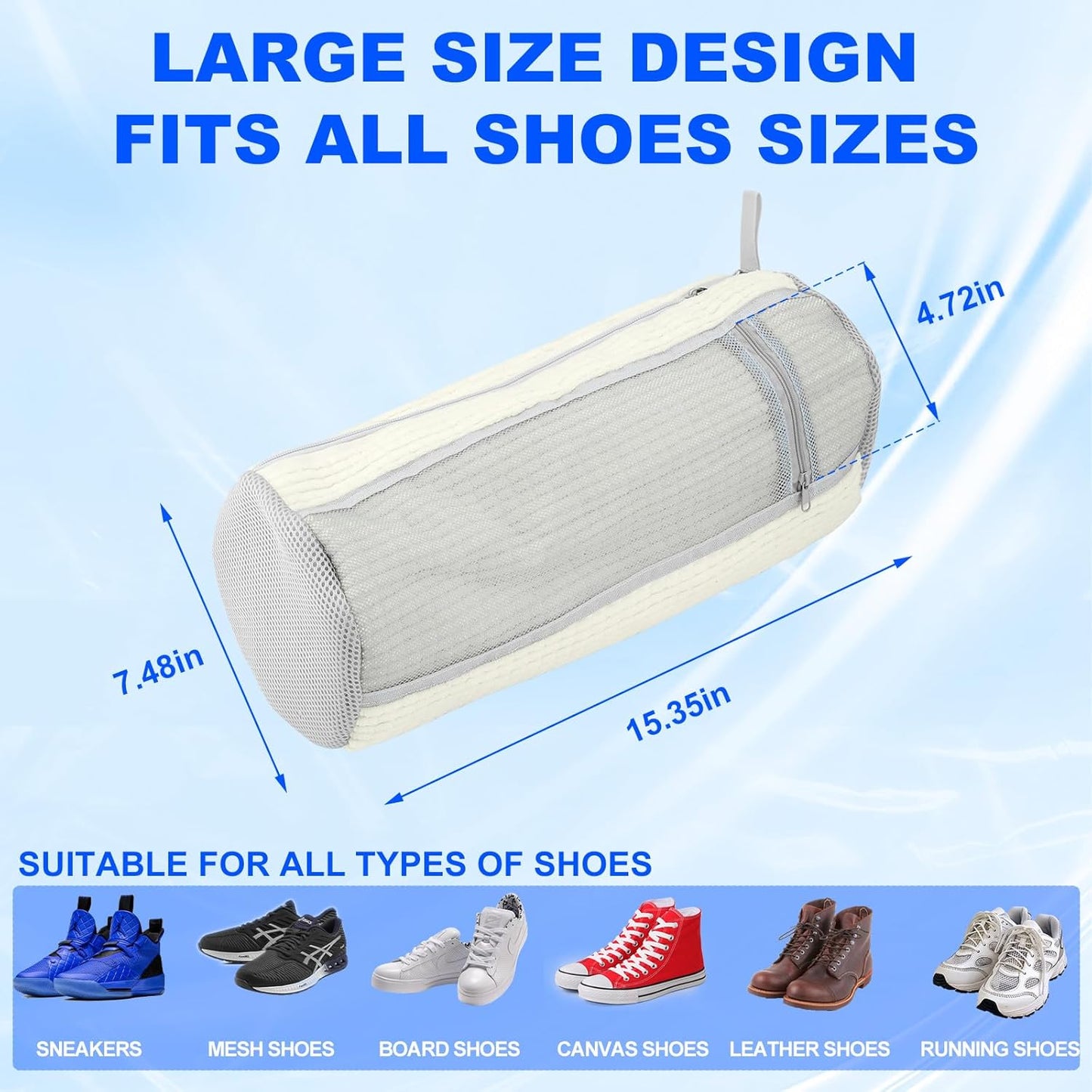 Shoe Washing Bag for Washing Machine - Durable Shoe Washing Machine Bag for Most Children's Shoes (Small White 2PCS)