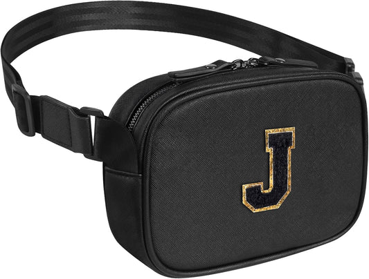 Cross Body Fanny Pack for Women, Fashion Waist Packs, Crossbody Bags, Belt Bag with Adjustable Strap (Black J)
