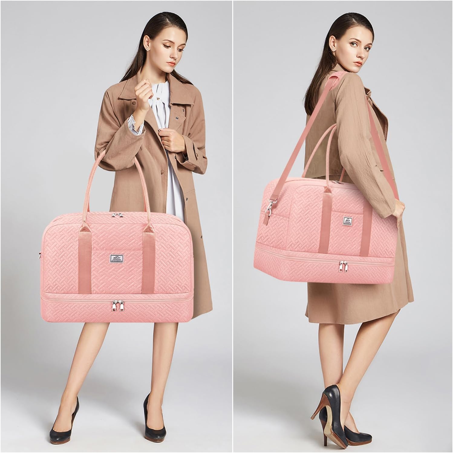 Weekender Bag for Women, Large Overnight Bag Canvas Travel Duffel Bag Carry On Tote with Shoe