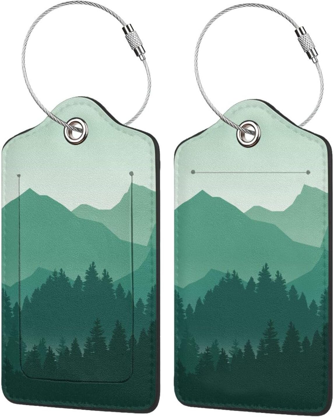 Green Mountain Luggage Tags Set of 2 Leather Stainless Steel Loop Label Tag for Travel Bag Suitcase