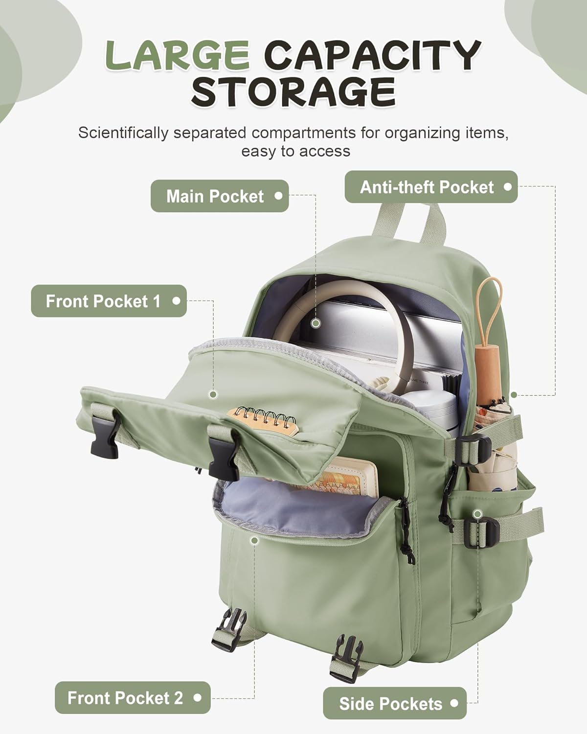 Travel Laptop Backpack For Women Small Computer Work Backpack For Men Lightweight College Teacher Backpacks For Women Causal Daypack Backpacks Grey Green