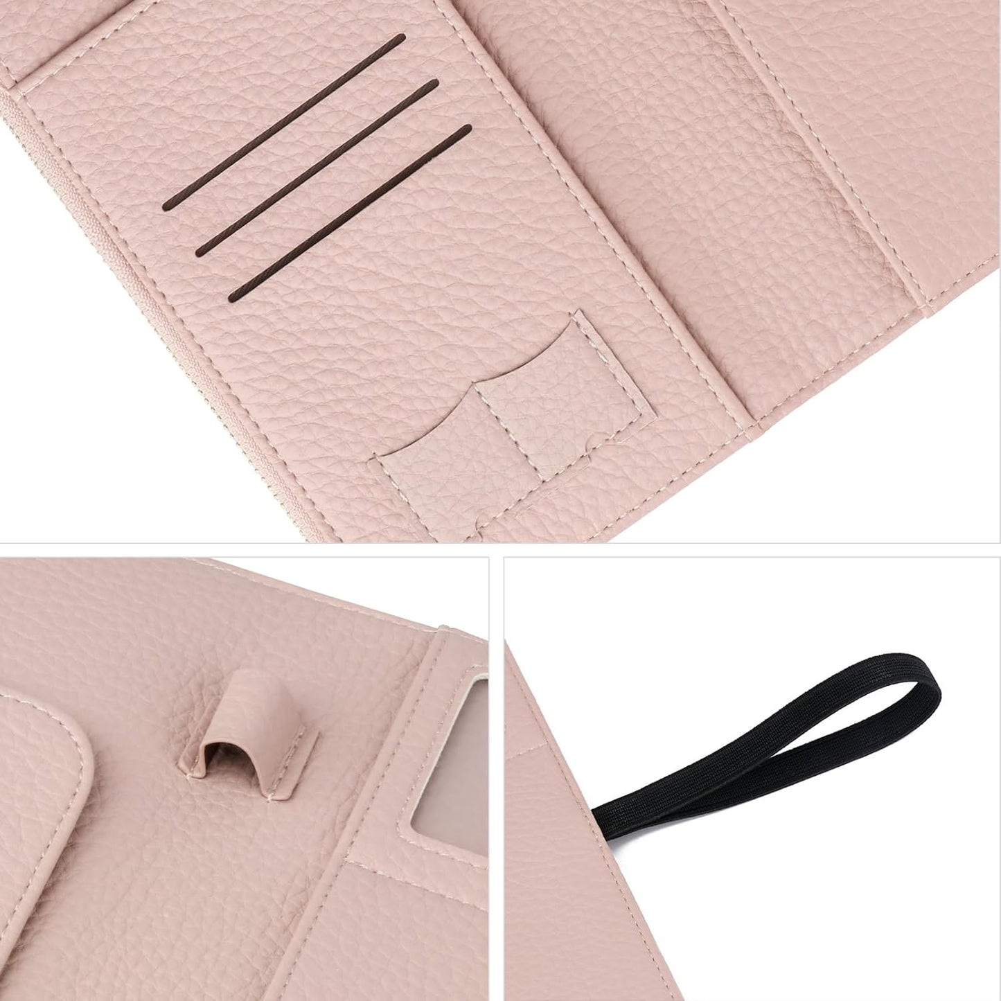 Real Leather Wallet RFID Blocking Passport Holder with Zipper Pocket Travel Organizer Pink (Pink)