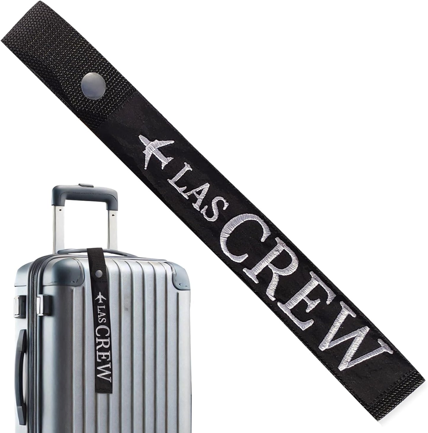 Personalized Luggage Handle Tag Finder | Custom Embroidered Icon Monograms or Short Text ID Tag | Cover Identifier Marker for Suitcase or Bag | Accessories for Travel by ACORD EU (Black Tag)