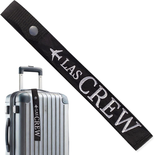 Personalized Luggage Handle Tag Finder | Custom Embroidered Icon Monograms or Short Text ID Tag | Cover Identifier Marker for Suitcase or Bag | Accessories for Travel by ACORD EU (Black Tag)