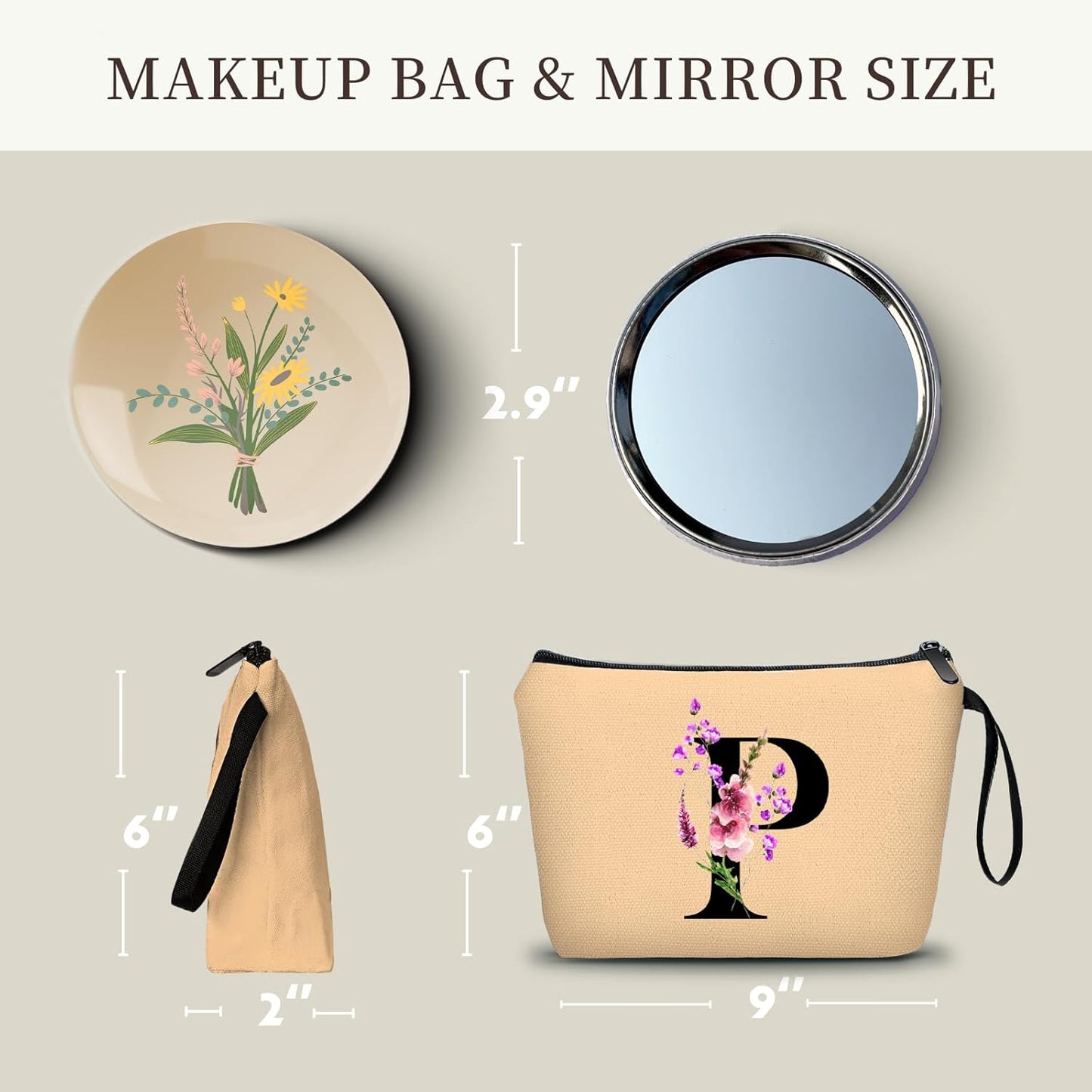 Birthday Inspirational Bridesmaid Proposal Team Small Gifts for Women Mom Aunt Teacher Sister Coworkers Makeup Cosmetic Bag Travel with Mirror Mothers Day Christmas Graduation P
