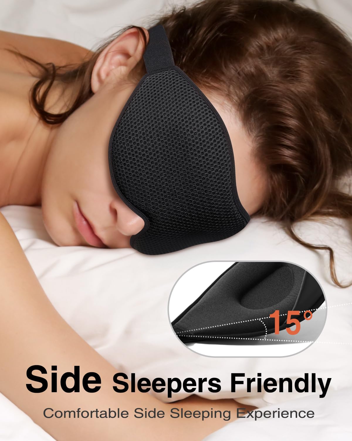 MABAO Sleep Mask for Side Sleeper, Eye Mask for Sleeping Women Men, Black