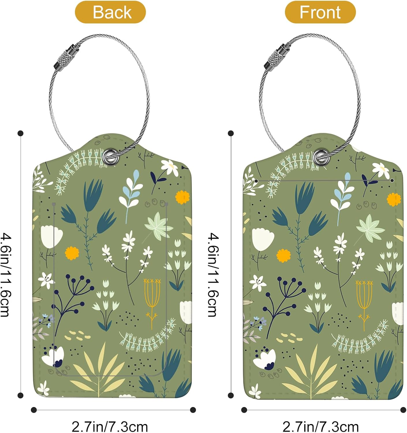 2Pack Luggage Tags for Suitcases, Cute Unique Pu Leather Cruise Luggage Tag with Privacy Cover ID Label Address Card and Metal Ring Suitable for Women Men Kids Travel Bag Green Crush 6