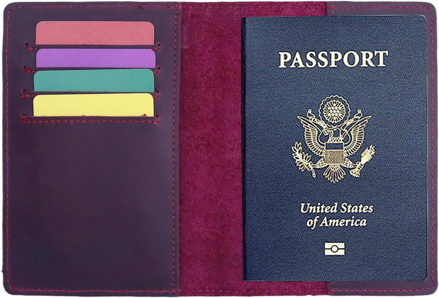 RFID Blocking Passport Holder Travel Wallet Genuine Leather Passport Case Cover Travel Document