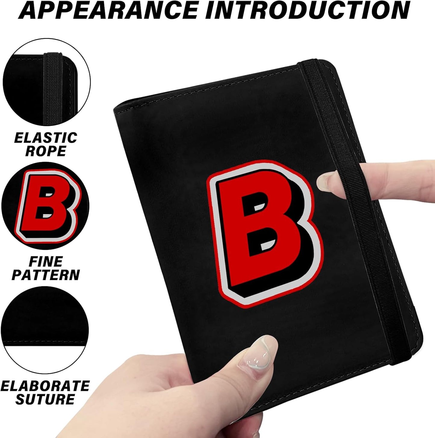 Cute Passport Holder and Holder Combo Passport Cover with Compatible Wallet Credit Card Protector RFID Blocking Women Men（Initial Monogram-B）
