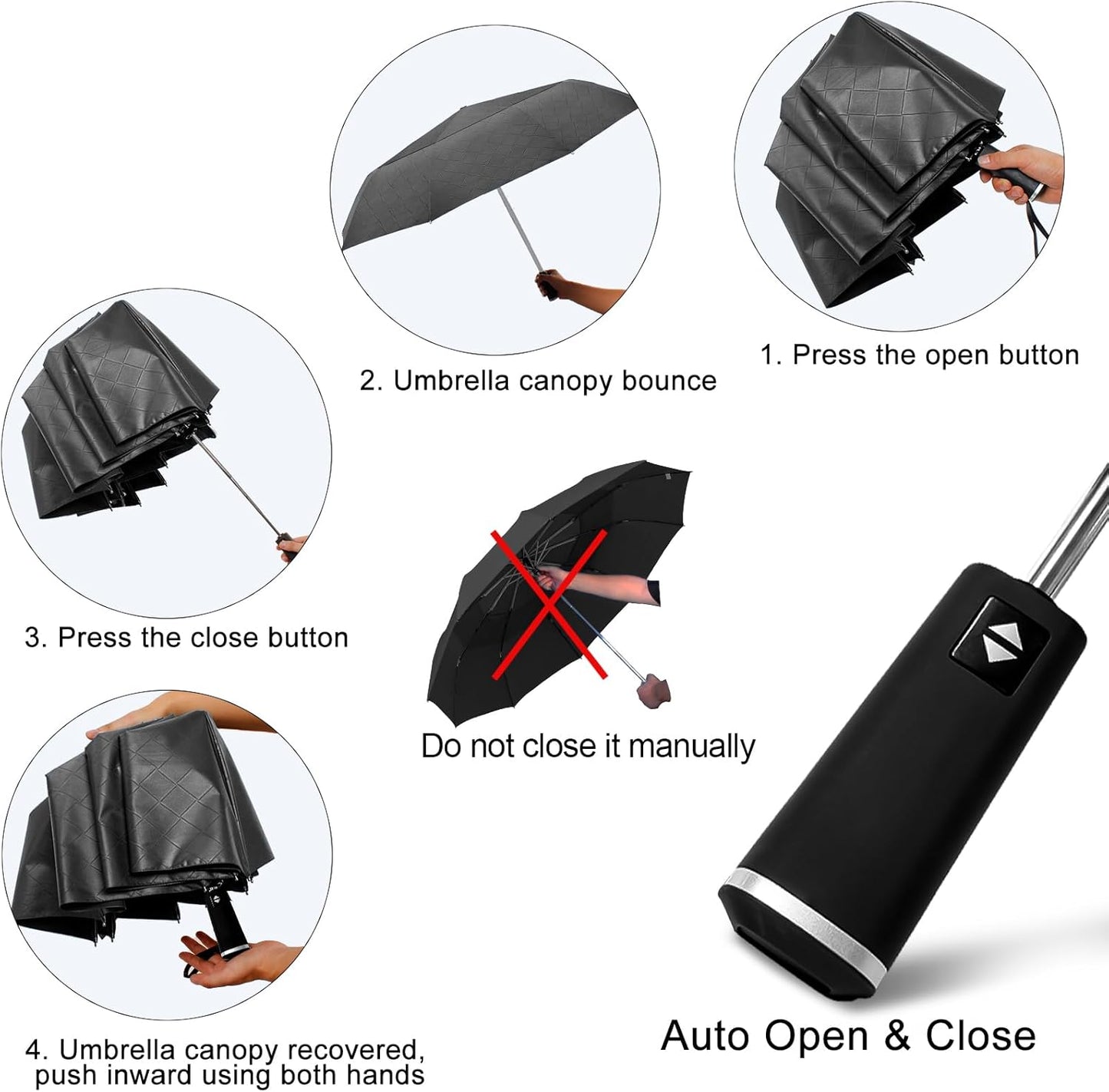 Satol 46/54/62 Inch Large Golf Umbrella, Windproof 10 Ribs Automatic Open/Close Oversize Double