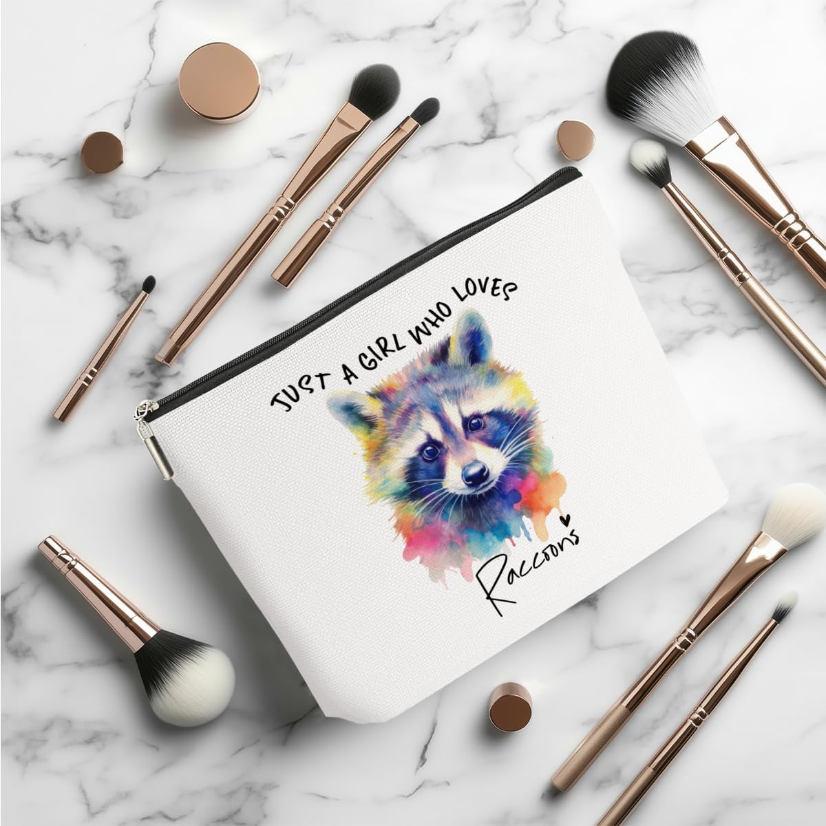 Raccoon Gifts Makeup Bag, Raccoon Lovers Cosmetic Bag Travel Organizer Bags Makeup Pouch, Christmas Birthday Animal Lovers Gifts for Horse Lovers Women Girls Friends