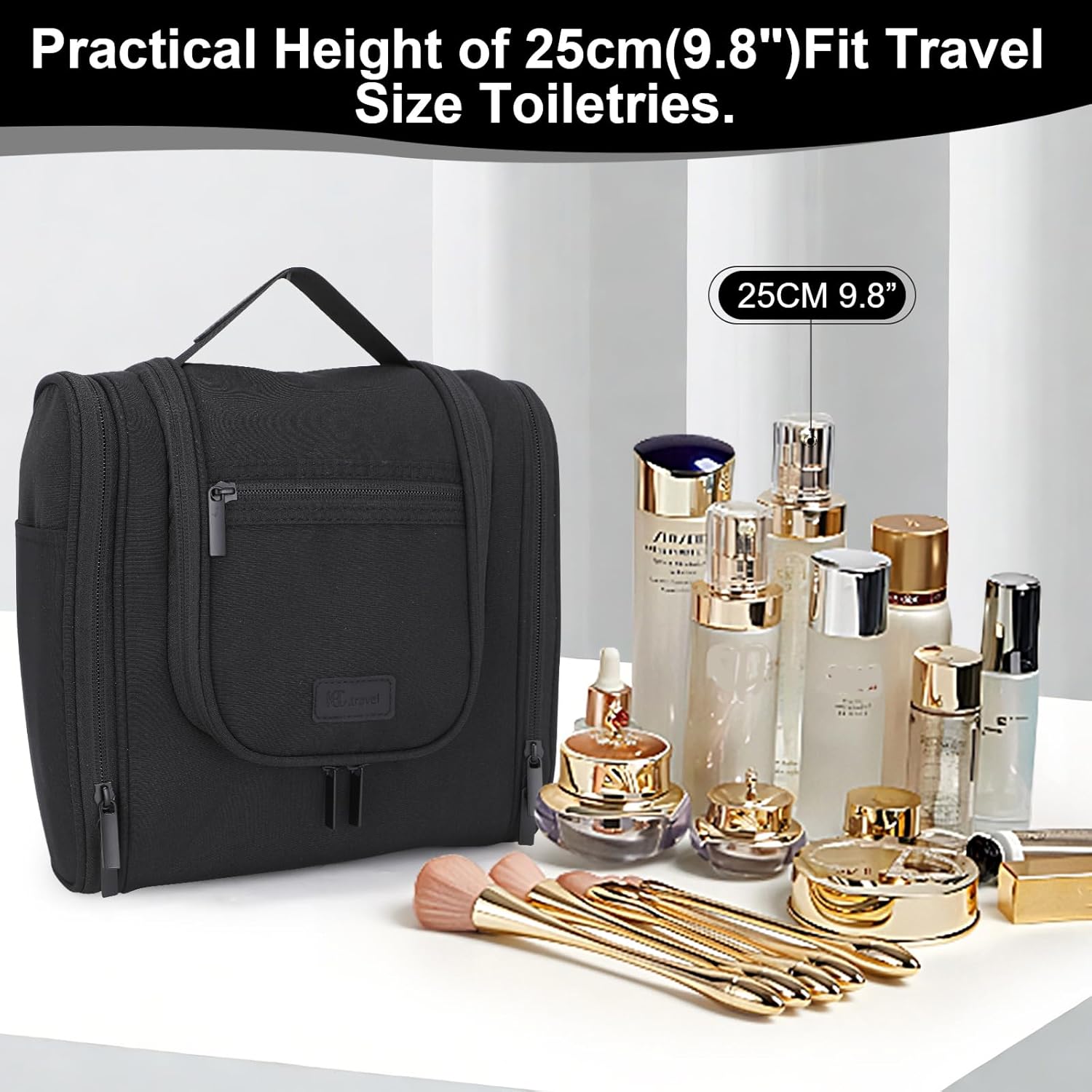 Hanging Toiletry Bag with Hook, Travel Cosmetic Makeup Bag Organizer for Accessories, Shampoo