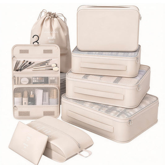 8 Set Packing Cubes for Travel,Suitcase Organizer Bags for Luggage with Shoe & Hanging Toiletry