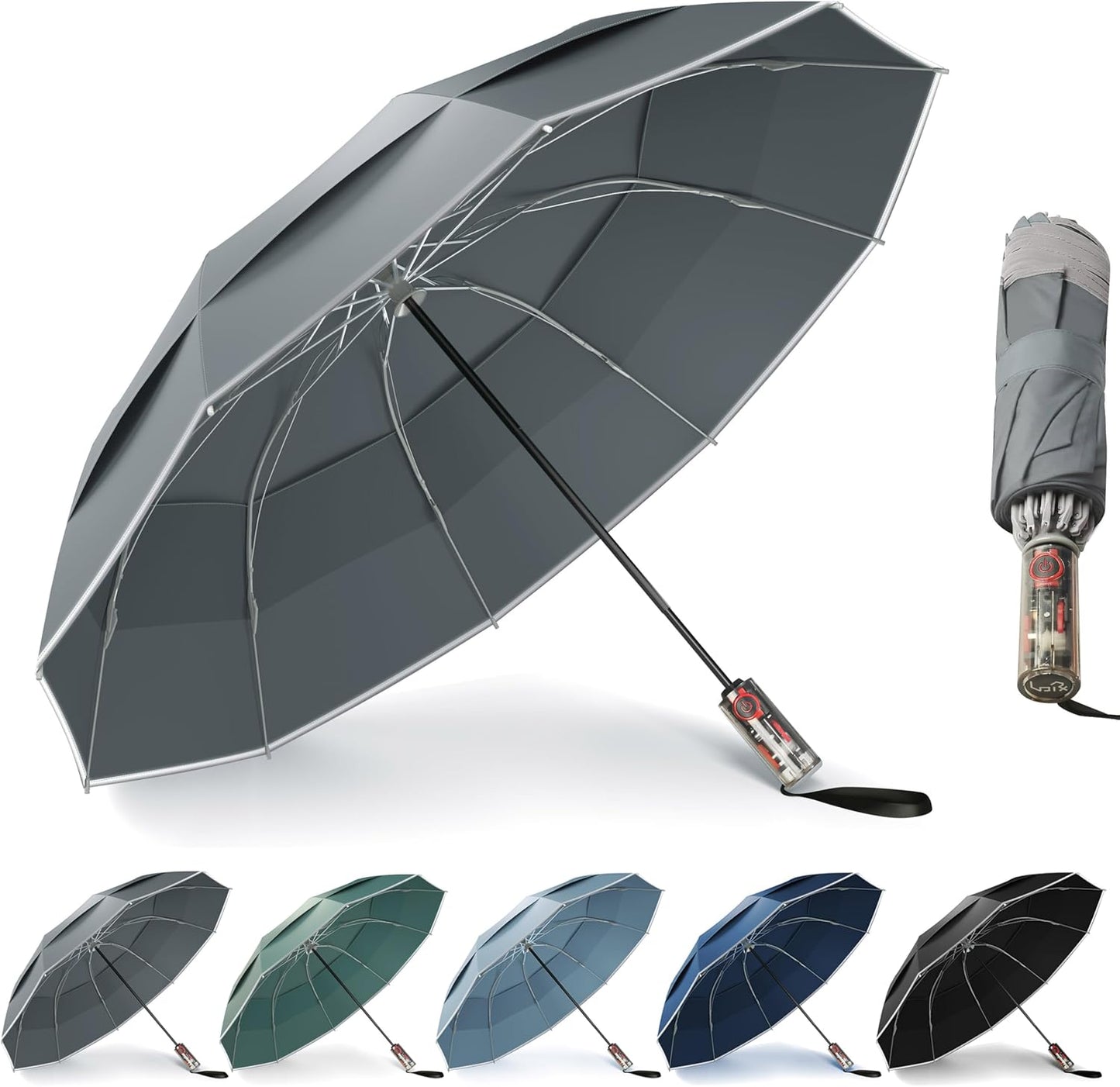 Urvoix Compact Golf Umbrellas Windproof, Travel Umbrella for Rain, 10 Ribs Aluminum Alloy &