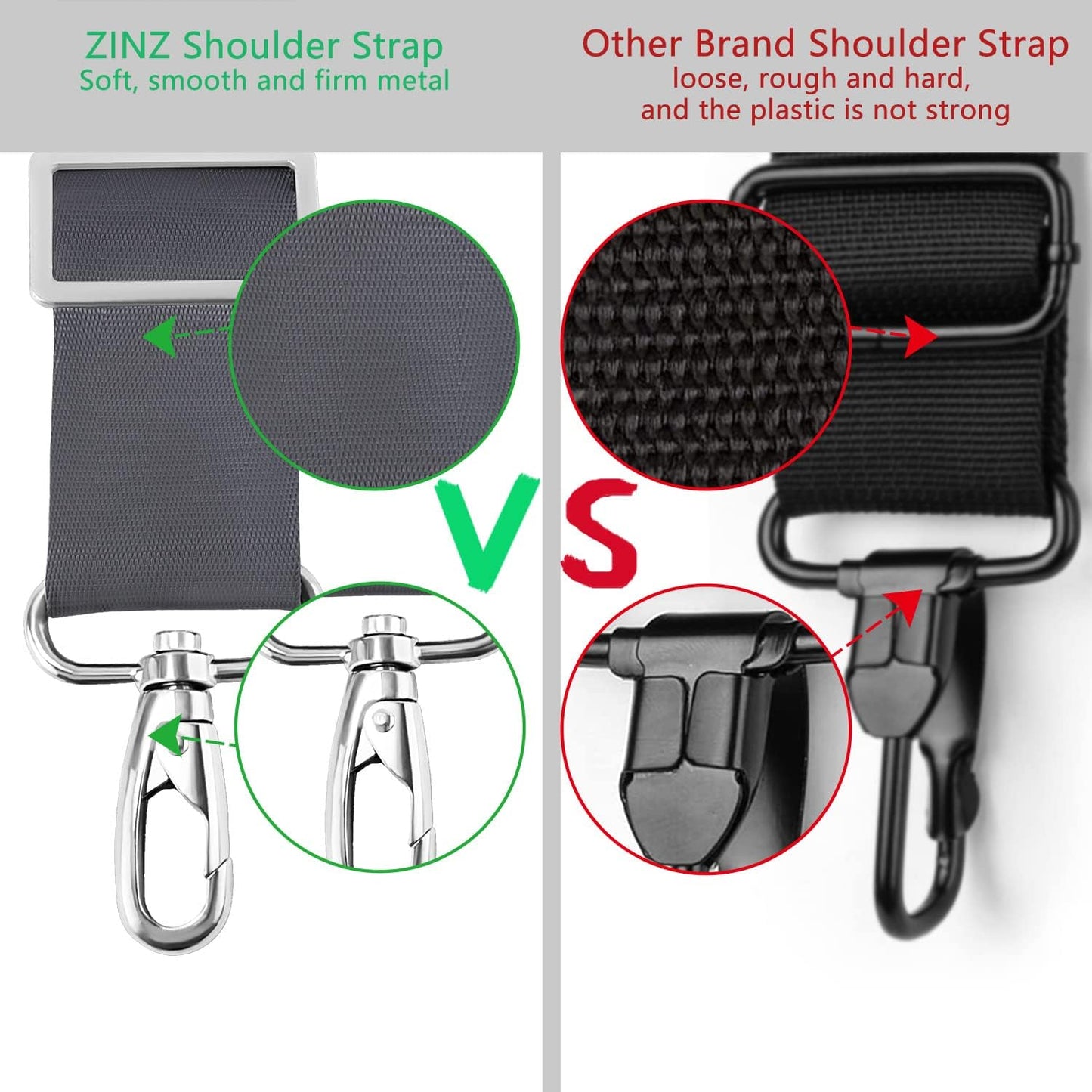 ZINZ 79 inch Shoulder Strap, Extra-thick Fixed Cushion Pad and Dual Clasps Universal Replacement Strap with Metal Swivel Hooks for Laptop Bags, Luggage Bags, Camera, Crossbody (200cm,Dark Gray)