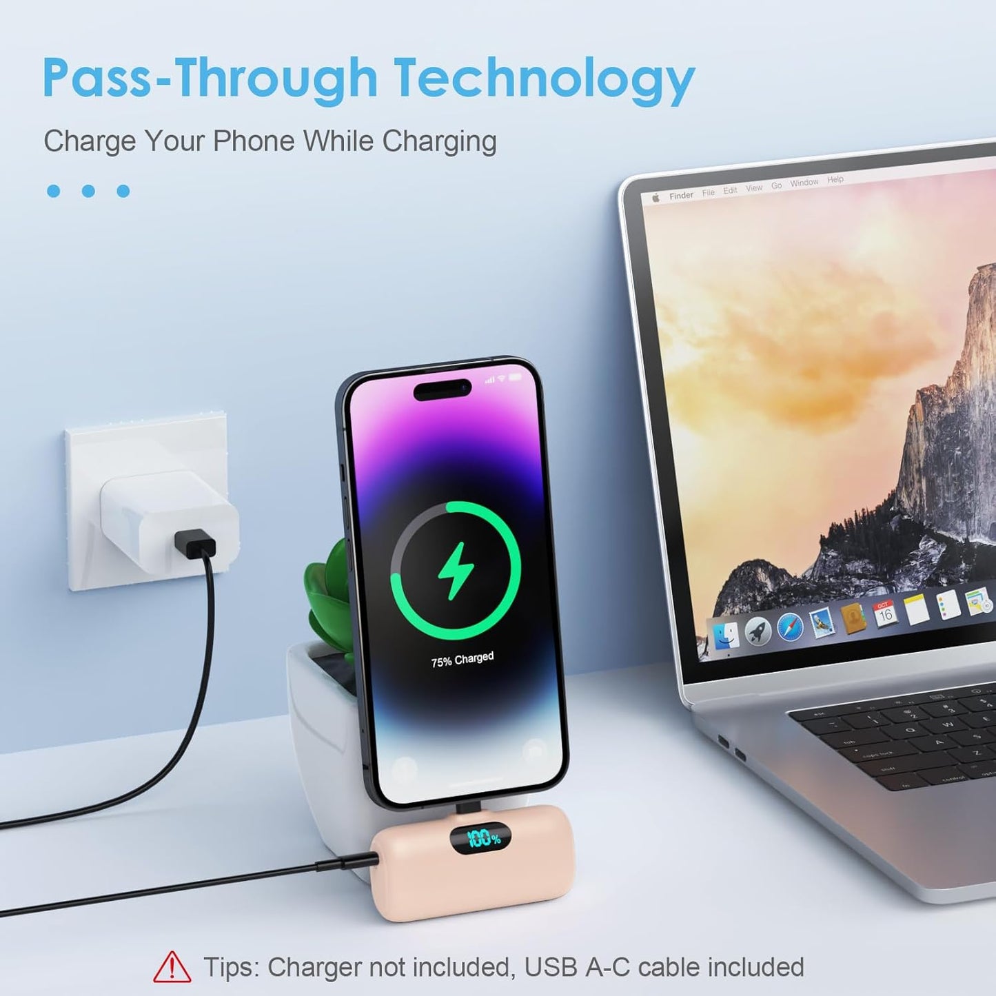 Mini Portable Charger USB C Power Bank,Upgraded 5000mAh PD Fast Charging Battery Pack Built-in USB-C Connector Travel Essential for iPhone17/17Pro/17Pro Max/Air/16 Plus/16Pro Max/15 Series,Android etc