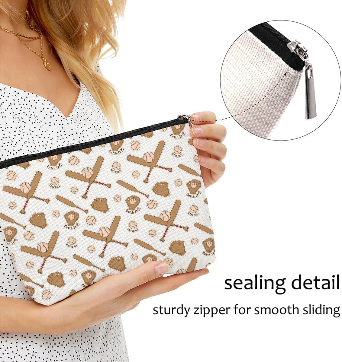 Cute Baseball Mom Makeup Bag - Baseball Coach Travel Accessories - Mothers Day, Christmas, Birthday & Retirement Gift Ideas