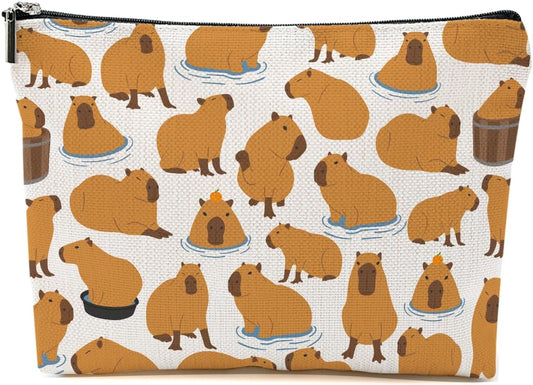 Cute Capybara Makeup Bag, Capybara Gifts for Women, Capybara Lovers Cosmetic Bag Travel Organizer Bags Makeup Pouch, Capybara Stuff Animal Lovers Gifts for Girls Coworker Christmas birthday Gifts