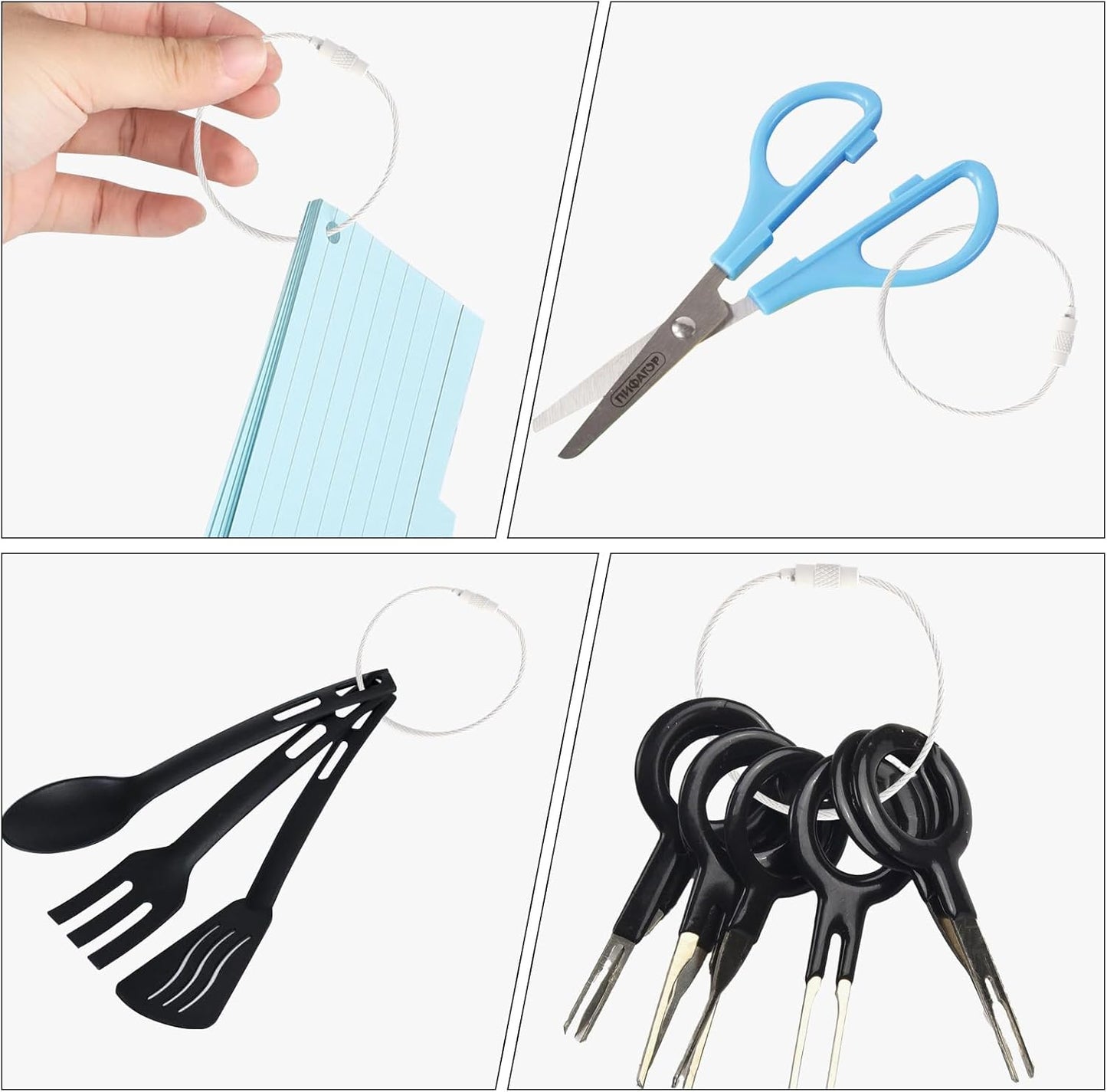 Stainless Steel Wire Keychains Aircraft Cable Cable (20 PCS White)