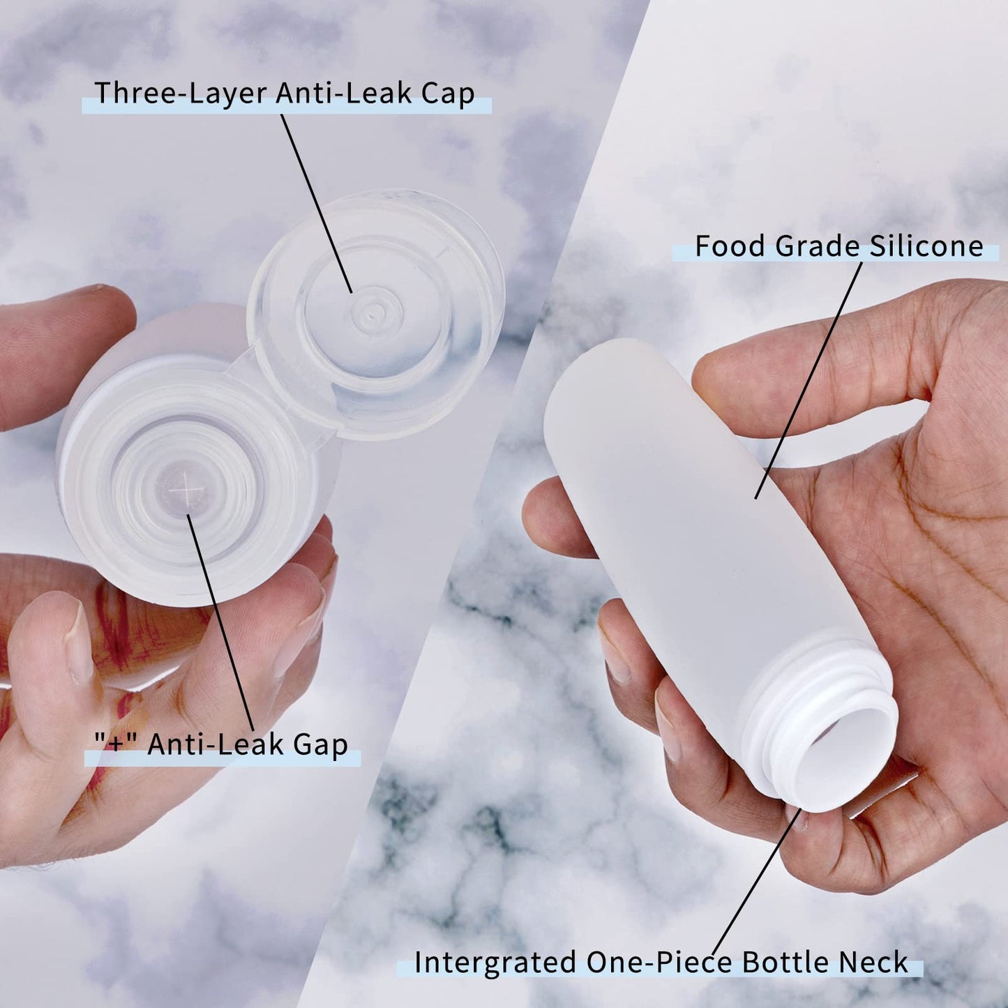 Silicone Travel Bottles for Toiletries TSA Approved Travel Size Containers Set 4 Pack Portable Leak