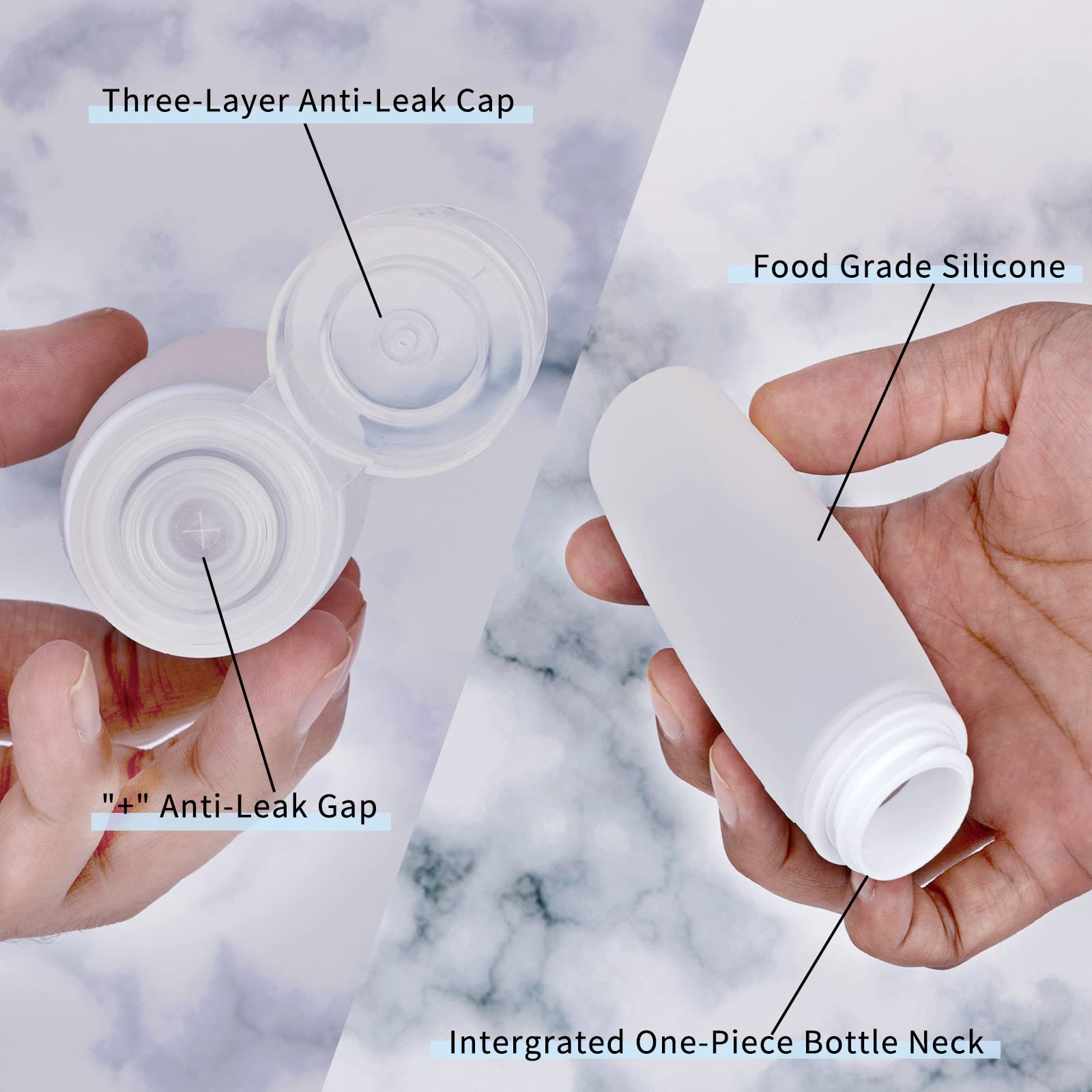 Silicone Travel Bottles for Toiletries TSA Approved Travel Size Containers Set 4 Pack Portable Leak