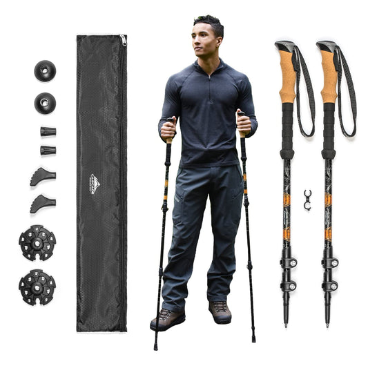 Cascade Mountain Tech Trekking Poles, Shaft Material: Aircraft- grade 6061 Aluminum with Adjustable