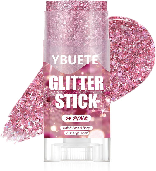Pink Face and Body Glitter Stick for Sparkling Makeup, Hair Glitter Accessories for Women, Highlighting Stick for Fairy Dust Makeup, Cheerful Face Glitter for Festive Parties and Carnivals